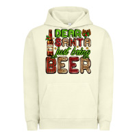 Pigment Pistachio dear santa just bring a beer with a beer bottle Urban Hoodie - AdoDesignShop