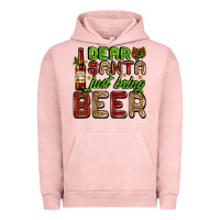 Pigment Salmon dear santa just bring a beer with a beer bottle Urban Hoodie - AdoDesignShop