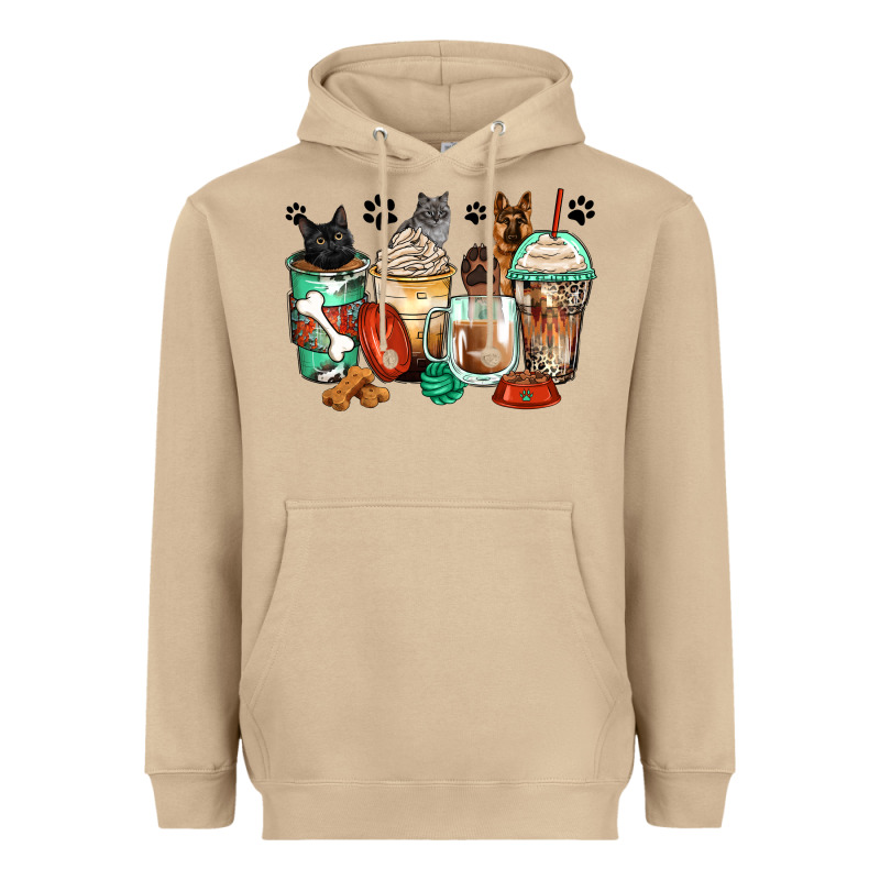 German Shepherd Black And Grey Cat Coffee Cups Heavyweight Hoodie by Zillion Design Studio | Teevron
