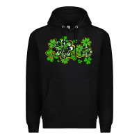 Black cowhide and leopard shamrocks Premium Hoodie - AdoDesignShop