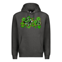 Charcoal Heather cowhide and leopard shamrocks Premium Hoodie - AdoDesignShop