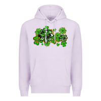 Lilac cowhide and leopard shamrocks Premium Hoodie - AdoDesignShop
