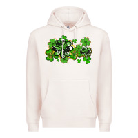 Pale Pink cowhide and leopard shamrocks Premium Hoodie - AdoDesignShop