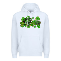 White cowhide and leopard shamrocks Premium Hoodie - AdoDesignShop