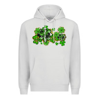 Dove Grey cowhide and leopard shamrocks Premium Hoodie - AdoDesignShop