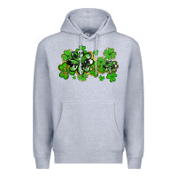 Heather Grey cowhide and leopard shamrocks Premium Hoodie - AdoDesignShop