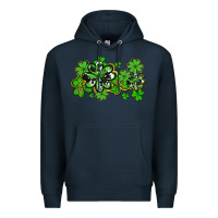Navy cowhide and leopard shamrocks Premium Hoodie - AdoDesignShop