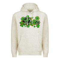 Oatmeal Heather cowhide and leopard shamrocks Premium Hoodie - AdoDesignShop