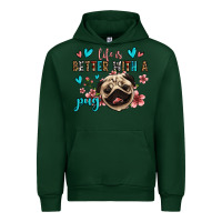 Forest Green life is better with a pug Urban Hoodie - Jasminsmagicworld