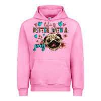 Fuchsia Pink life is better with a pug Urban Hoodie - Jasminsmagicworld