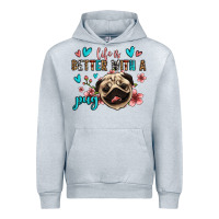 Heather Grey life is better with a pug Urban Hoodie - Jasminsmagicworld