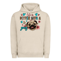 Pigment French Oak life is better with a pug Urban Hoodie - Jasminsmagicworld