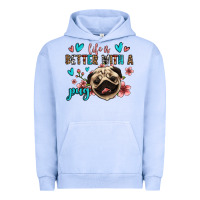 Pigment Grape Ice life is better with a pug Urban Hoodie - Jasminsmagicworld