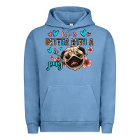 Pigment Pebble Blue life is better with a pug Urban Hoodie - Jasminsmagicworld