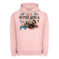 Pigment Salmon life is better with a pug Urban Hoodie - Jasminsmagicworld