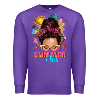 Purple summer vibes messy bun tbw Premium Sweatshirt - texasbilliewilder