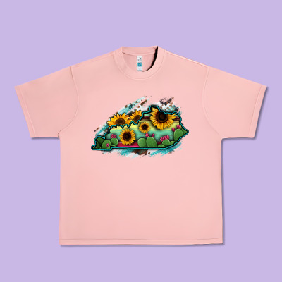 Kentucky Map Sunflower Cactus Serape Urban Heavy Tee Designed By Ranaportraitstore