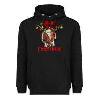 Black Merry Christmas Longhorn Cow Heavyweight Hoodie - RanaPortraitStore