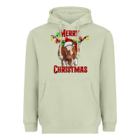 Matcha Merry Christmas Longhorn Cow Heavyweight Hoodie - RanaPortraitStore