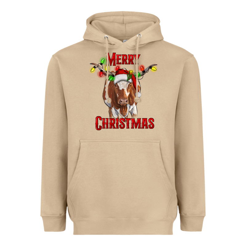 Merry Christmas Longhorn Cow Heavyweight Hoodie by RanaPortraitStore | Teevron
