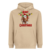 Mushroom Merry Christmas Longhorn Cow Heavyweight Hoodie - RanaPortraitStore
