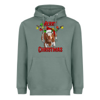 Sage Merry Christmas Longhorn Cow Heavyweight Hoodie - RanaPortraitStore