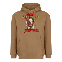 Toasted Coconut Merry Christmas Longhorn Cow Heavyweight Hoodie - RanaPortraitStore