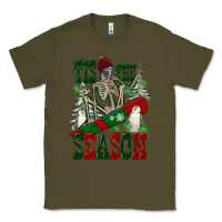 Army Green tis the season skeleton snowboard Classic Tee - FaDigitalArtStudio