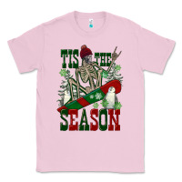 Bubblegum Pink tis the season skeleton snowboard Classic Tee - FaDigitalArtStudio