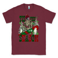 Burgundy tis the season skeleton snowboard Classic Tee - FaDigitalArtStudio