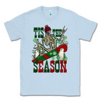 Dusty Blue tis the season skeleton snowboard Classic Tee - FaDigitalArtStudio