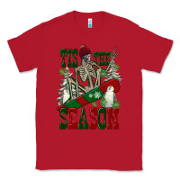 Red tis the season skeleton snowboard Classic Tee - FaDigitalArtStudio