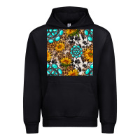 Black western gemstone and sunflower seamless pattern Urban Hoodie - BundleAndBundleShop