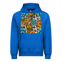 Cobalt western gemstone and sunflower seamless pattern Urban Hoodie - BundleAndBundleShop