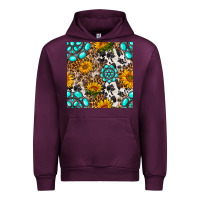 Mauve Wine western gemstone and sunflower seamless pattern Urban Hoodie - BundleAndBundleShop