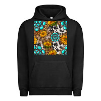 Pigment Black western gemstone and sunflower seamless pattern Urban Hoodie - BundleAndBundleShop