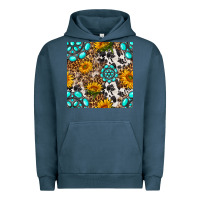Pigment Midnight Navy western gemstone and sunflower seamless pattern Urban Hoodie - BundleAndBundleShop
