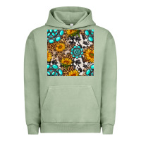 Pigment Oil Green western gemstone and sunflower seamless pattern Urban Hoodie - BundleAndBundleShop