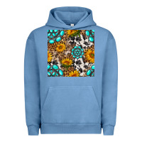 Pigment Pebble Blue western gemstone and sunflower seamless pattern Urban Hoodie - BundleAndBundleShop