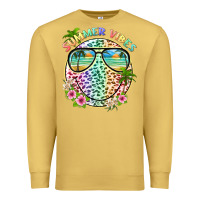 Antique Gold summer vibes with smile face and leopard Premium Sweatshirt - texasbilliewilder