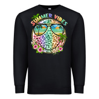 Black summer vibes with smile face and leopard Premium Sweatshirt - texasbilliewilder
