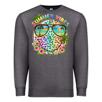 Charcoal Heather summer vibes with smile face and leopard Premium Sweatshirt - texasbilliewilder