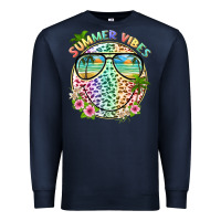 Navy summer vibes with smile face and leopard Premium Sweatshirt - texasbilliewilder