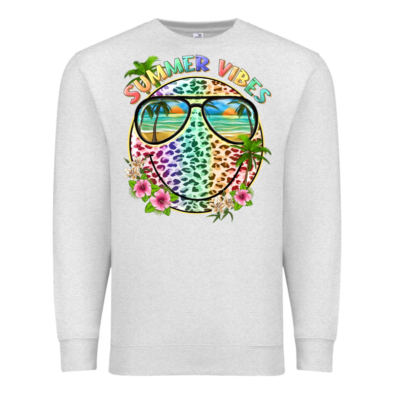 Summer Vibes With Smile Face And Leopard Premium Sweatshirt by texasbilliewilder | Teevron