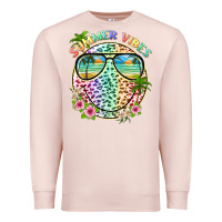 Pale Pink summer vibes with smile face and leopard Premium Sweatshirt - texasbilliewilder