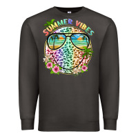 Smoke summer vibes with smile face and leopard Premium Sweatshirt - texasbilliewilder