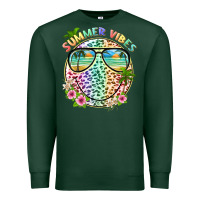 Sports Green summer vibes with smile face and leopard Premium Sweatshirt - texasbilliewilder