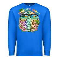 True Royal summer vibes with smile face and leopard Premium Sweatshirt - texasbilliewilder