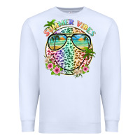White summer vibes with smile face and leopard Premium Sweatshirt - texasbilliewilder