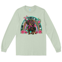 Matcha dachshund dog pink  floral rainbow Long Sleeve Tee - BarkalooDesign